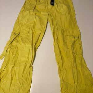 Wild Fable Bright Yellow/green Cargo Pants size S elastic waist